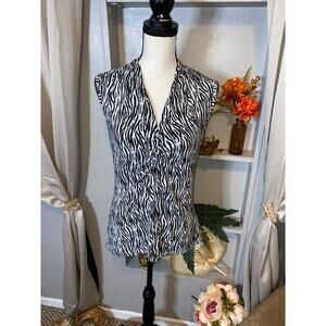 Josephine Chaus Women’s size Medium Zebra Animal Print Sleeveless GUC Top